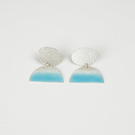 Stud Dangle Earrings in Light Turquoise / Textured Silver