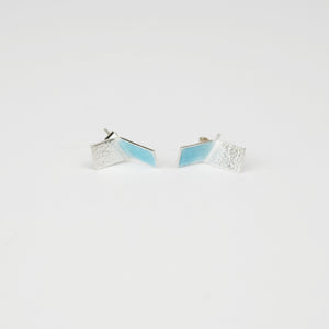 Light Turquoise Folded Rectangle Studs