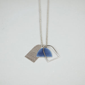 Blue Grey Three Shape Pendant Necklace