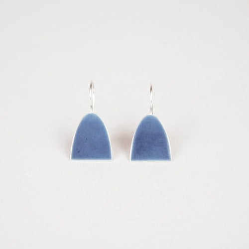 Blue Grey and Half Oval Earrings