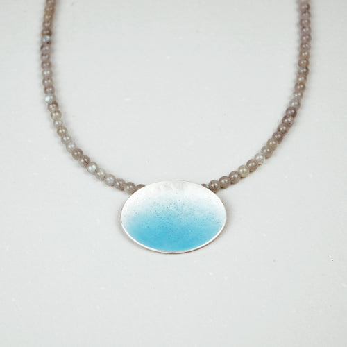 Light Turquoise Concave Oval Necklace