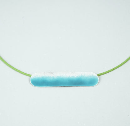 Landscape Necklace in Deep Turquoise / Textured Silver