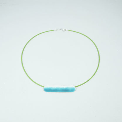 Landscape Necklace in Deep Turquoise / Textured Silver