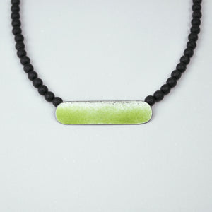 Yellow Green Landscape on Onyx Bead Necklace