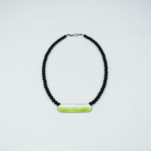 Load image into Gallery viewer, Yellow Green Landscape on Onyx Bead Necklace