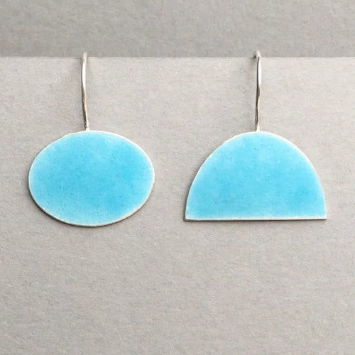 Light Turquoise Oval and Half Oval Earrings