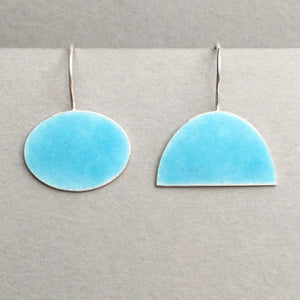 Light Turquoise Oval and Half Oval Earrings