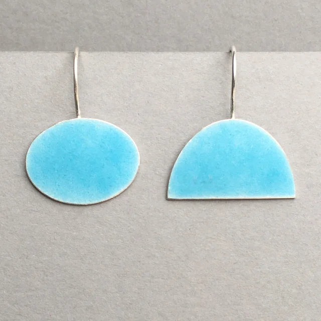 Light Turquoise Oval and Half Oval Earrings