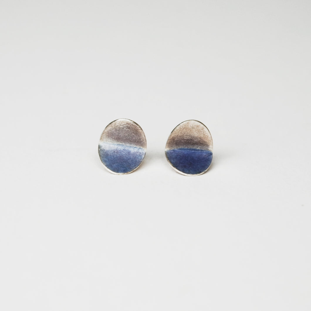 Violet Blue Folded Oval Earrings