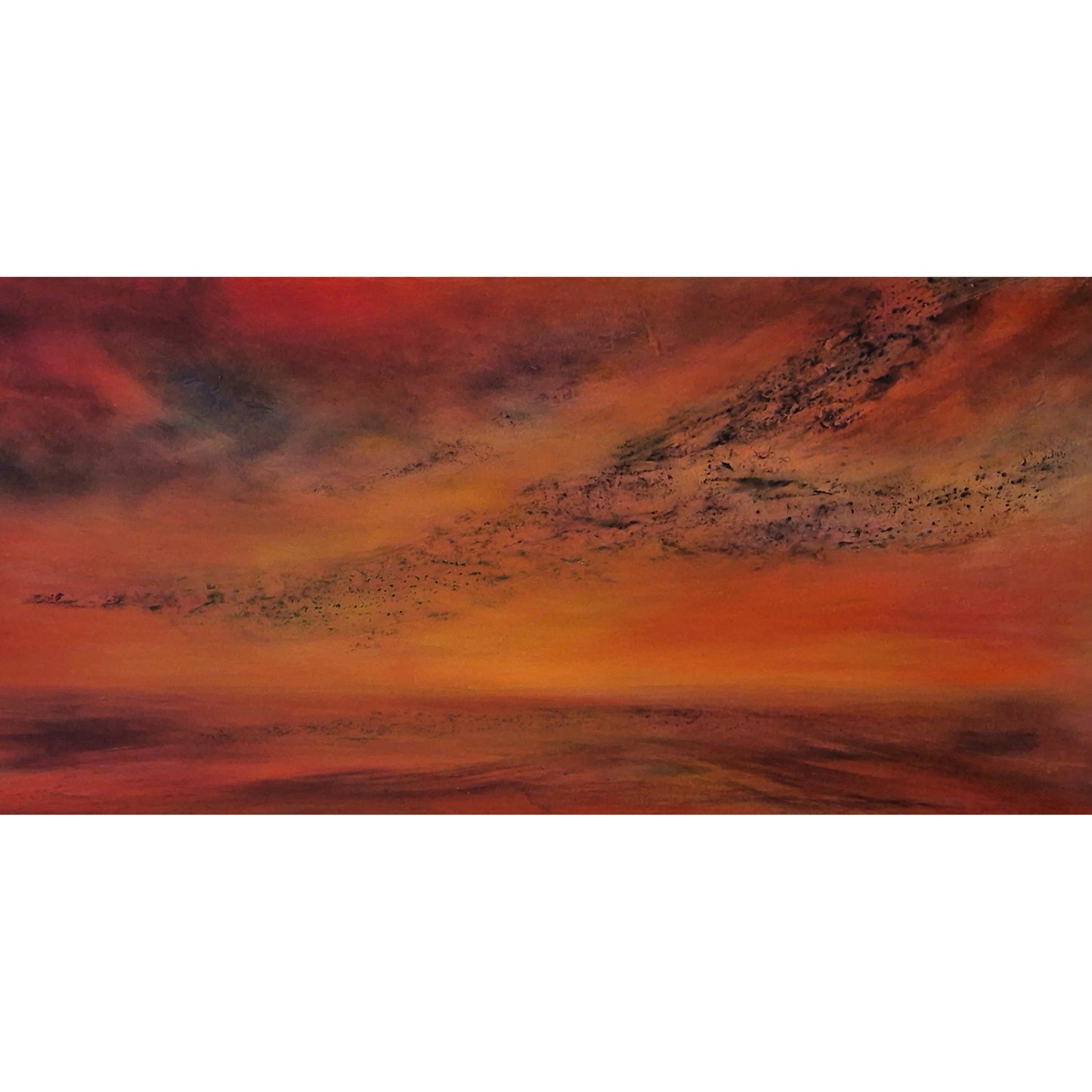 Murmuration with red sky