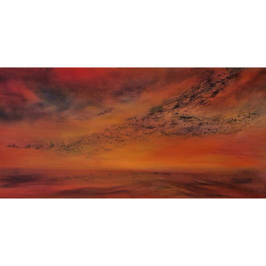Murmuration with red sky