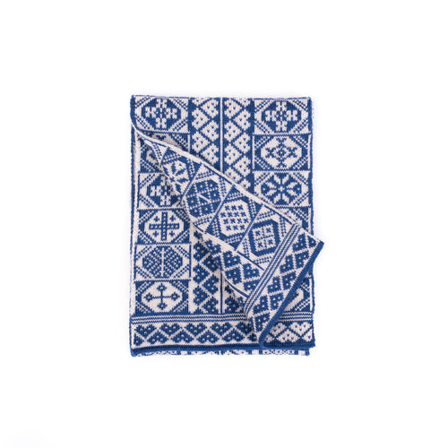 Hearts Design Mini Scarf in Blue