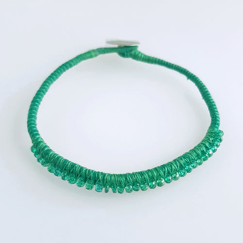 Embroidered Green Onyx Bound Bracelet