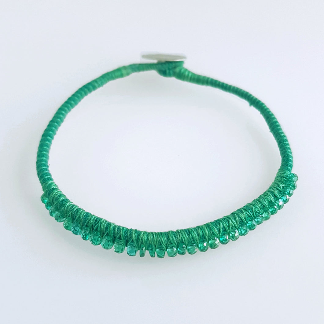 Embroidered Green Onyx Bound Bracelet