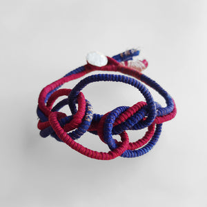 Blue and Red Knotted Bracelet