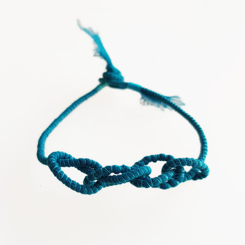 Fine Teal Blue Knotted Bracelet