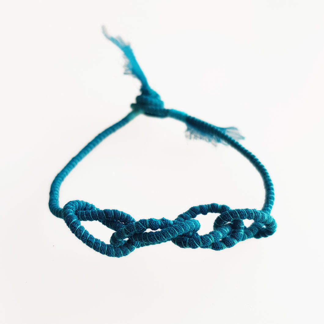 Fine Teal Blue Knotted Bracelet