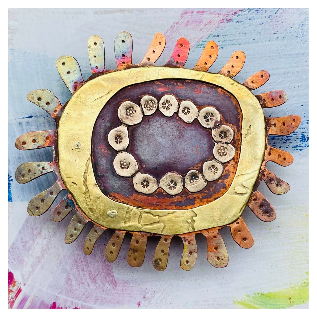 Sea Anemone Big Beautiful Metal Brooch