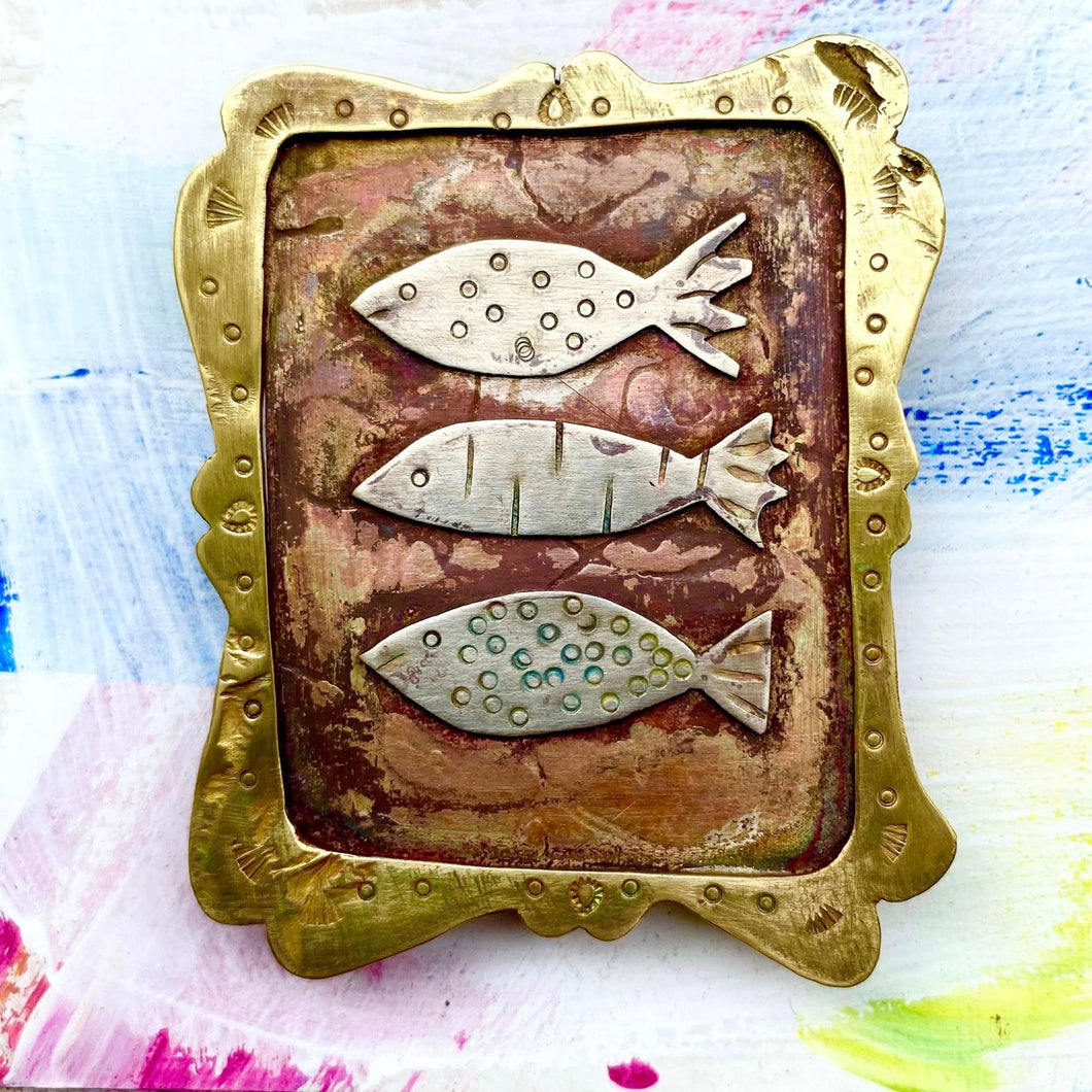 A Trio of Fish Big Beautiful Brooch