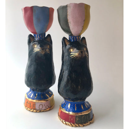 Meow meow candlestick pair