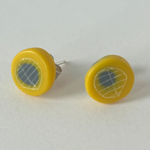 Mini Round Studs in Yellow & Grey