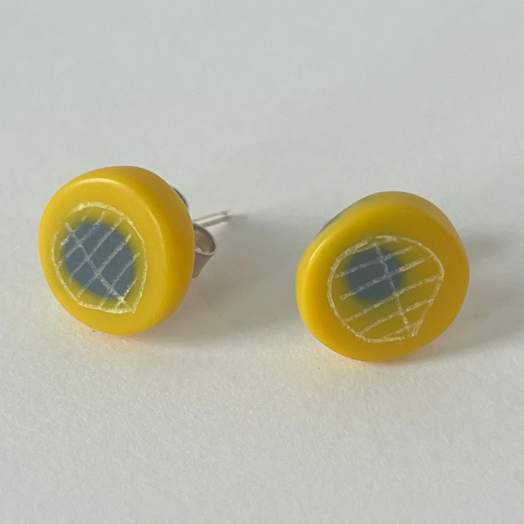 Mini Round Studs in Yellow & Grey