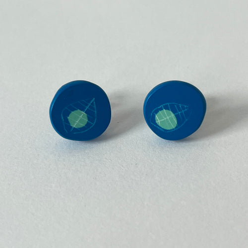 Mini Round Studs in Blue & Aqua