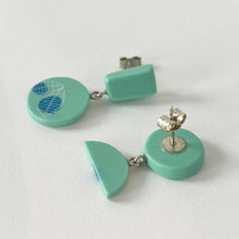 Load image into Gallery viewer, Small Double Drop Studs in Aqua &amp; Blue