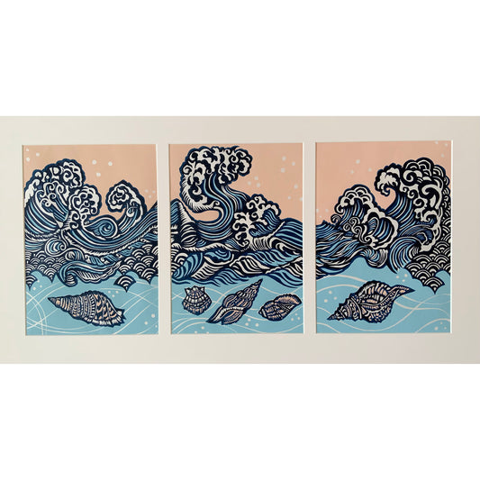Shell and Wave Triptych