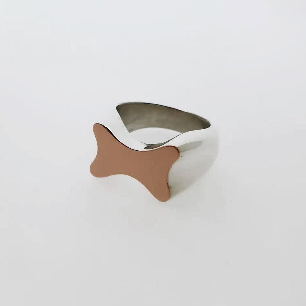 Bone Ring with Red Gold Finish