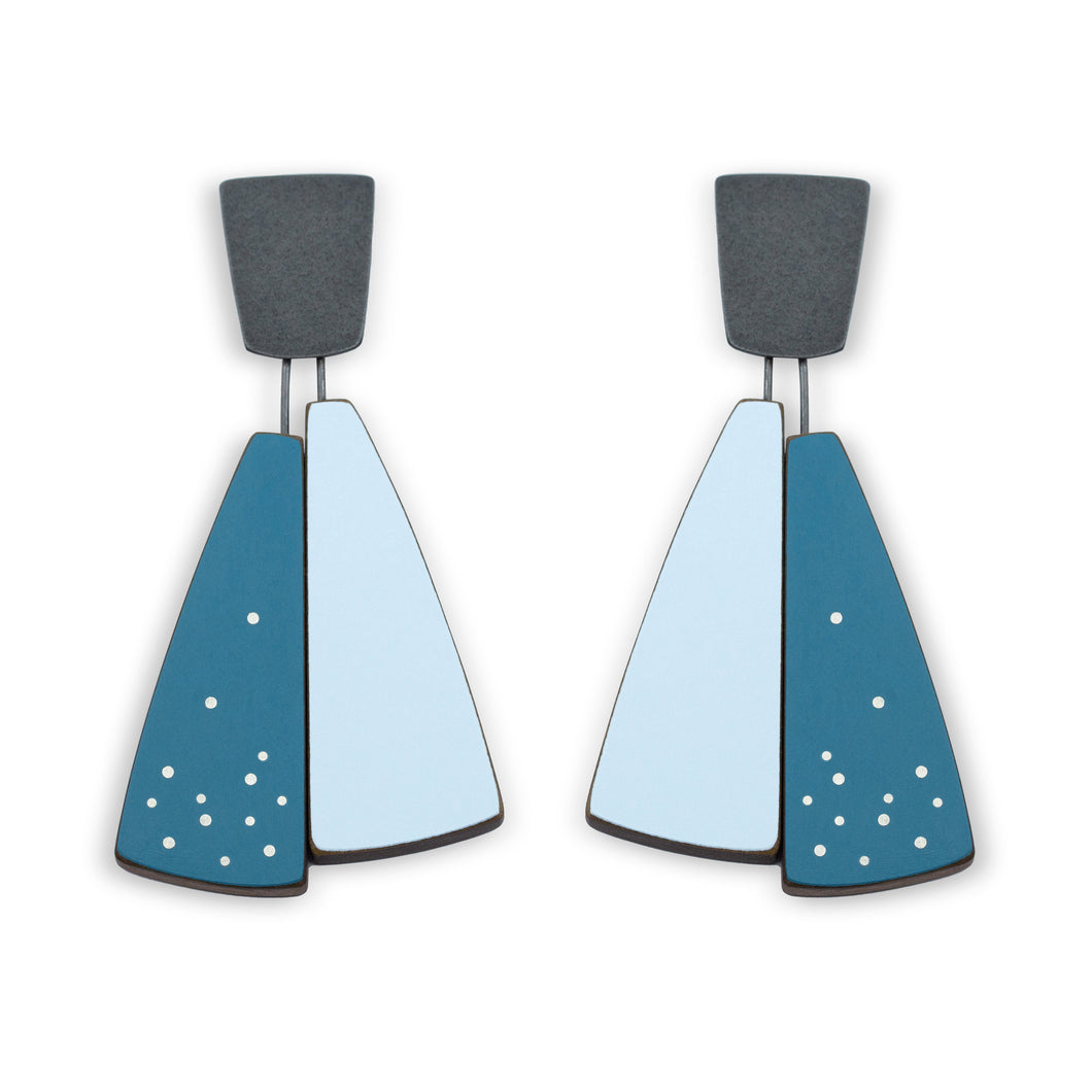 Split Flight Earrings in Teal / Light Blue