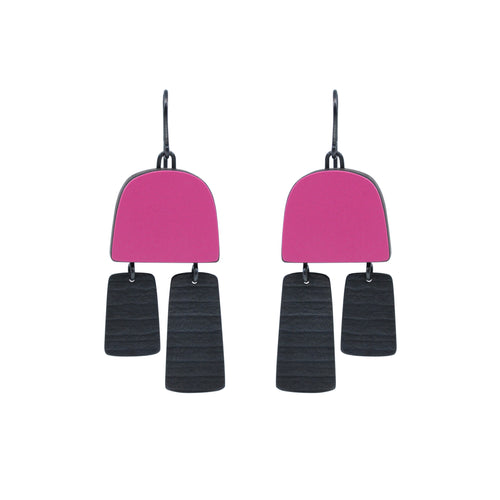 Two Part Stripe Earrings in Pink