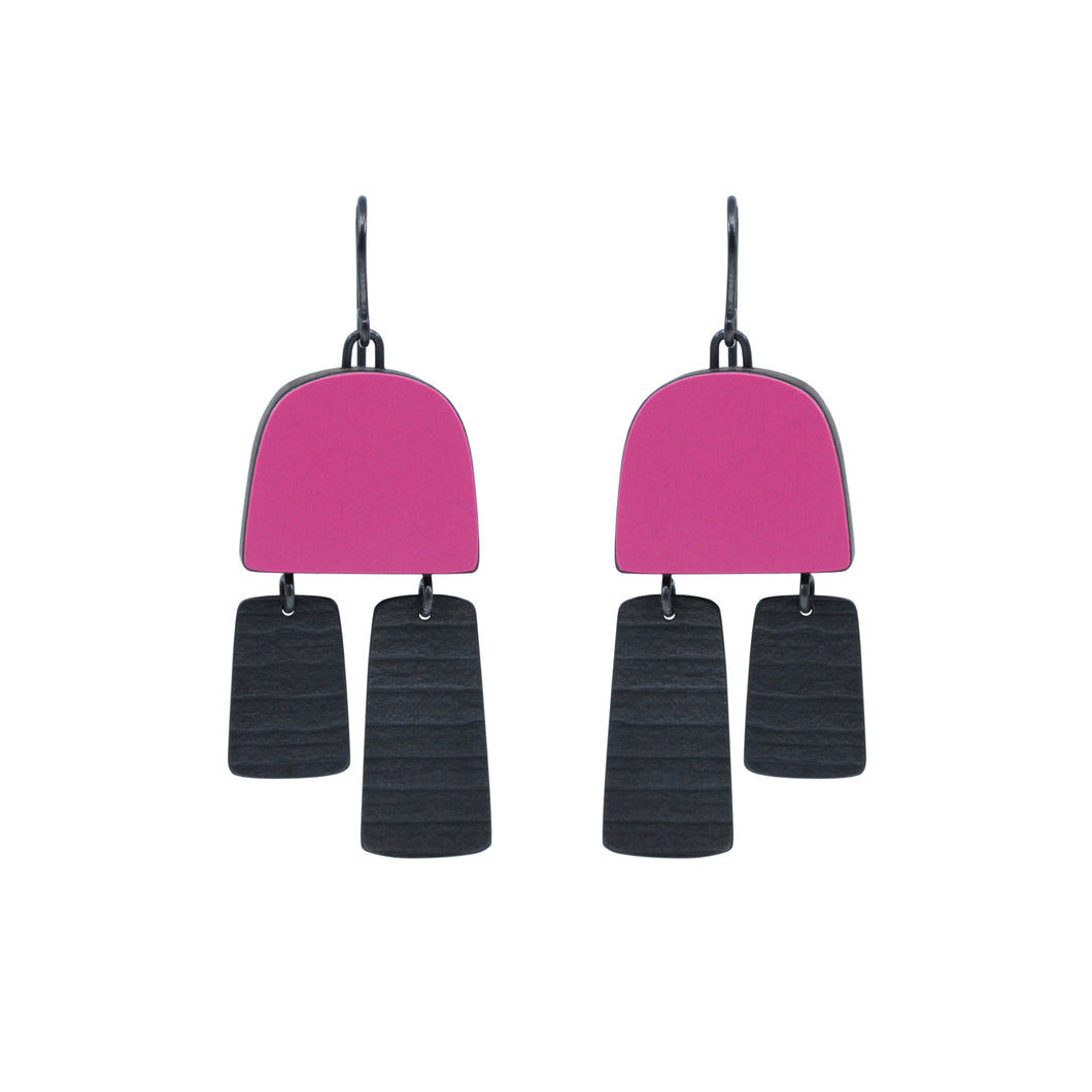 Two Part Stripe Earrings in Pink
