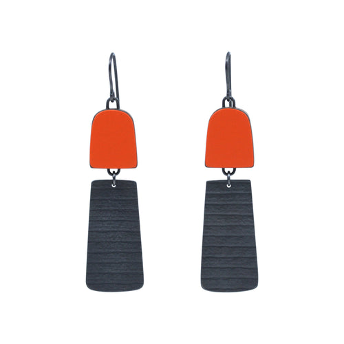 Minimalist Stripe Earrings in Orange