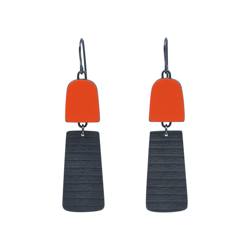 Minimalist Stripe Earrings in Orange