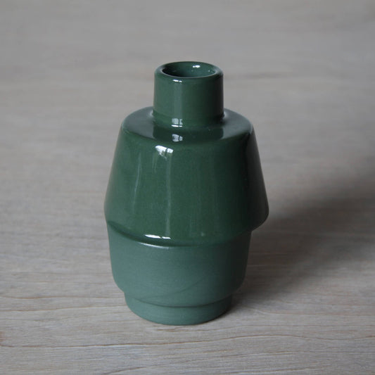 Off-Centre Bud Vase in Forest Green
