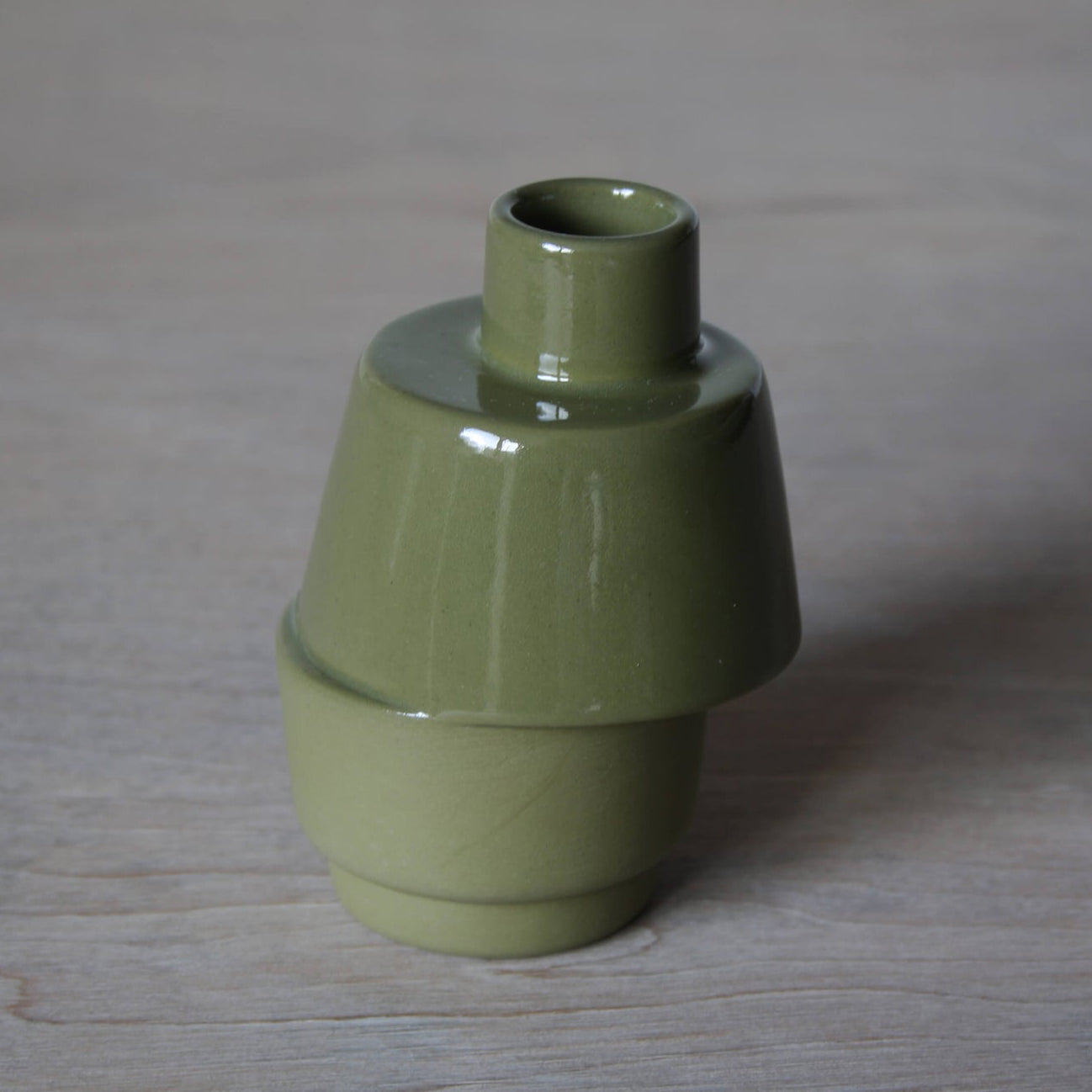 Off-Centre Bud Vase in Moss Green