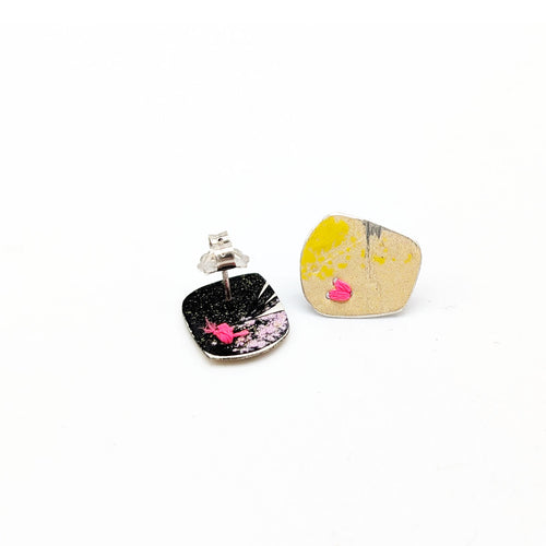 Stitched Studs in Yellow/Pink