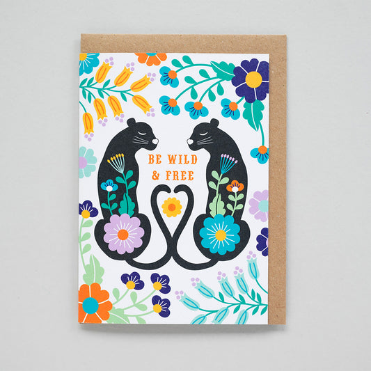 Folk Cats Greeting Card