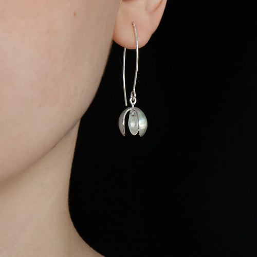 Snowdrop Silver Long Wire Earrings