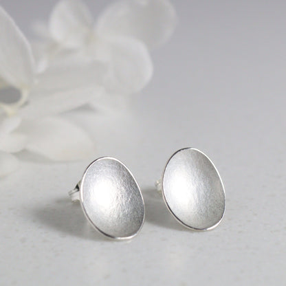 Large Petal Silver Stud Earrings