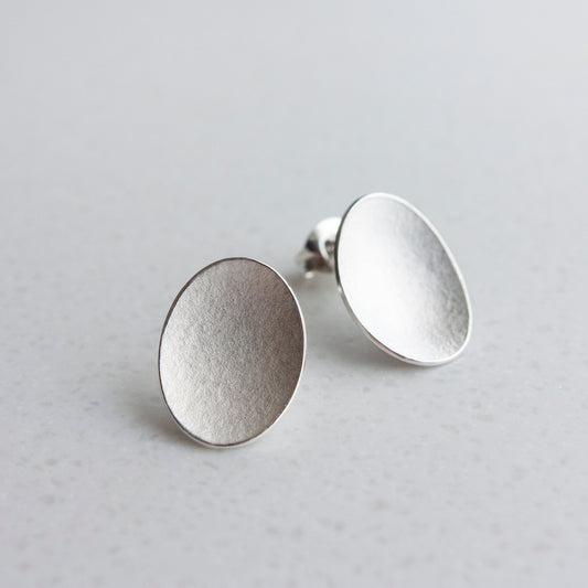 Large Petal Silver Stud Earrings