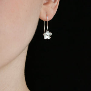 Small Blossom Silver Long Wire Earring