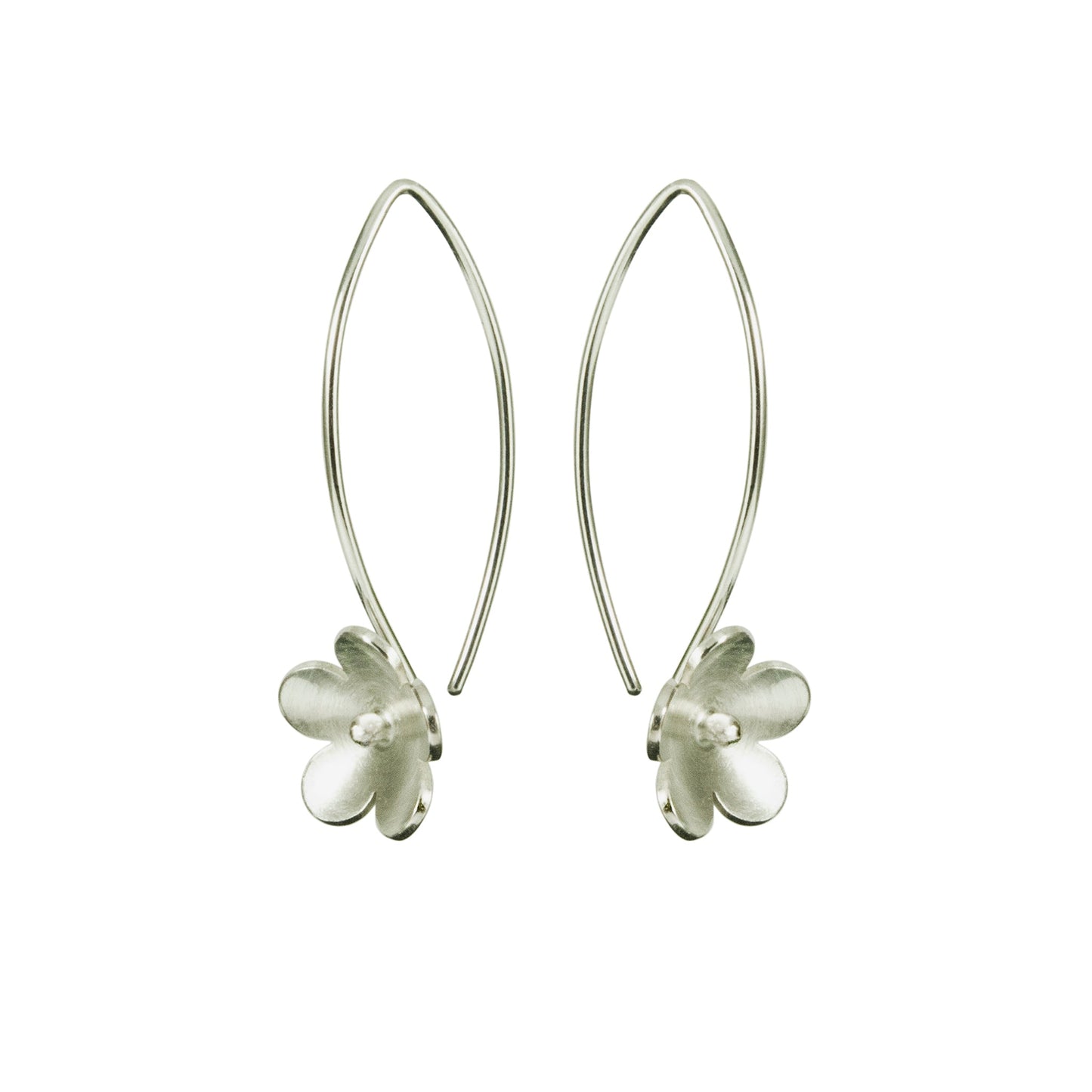 Small Blossom Silver Long Wire Earring