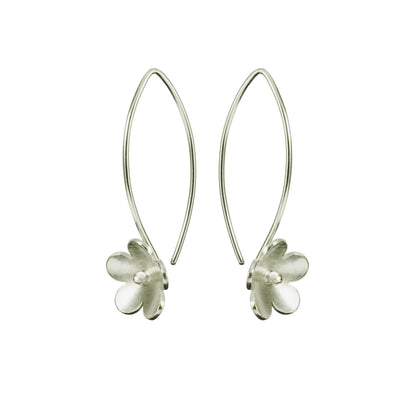 Small Blossom Silver Long Wire Earring