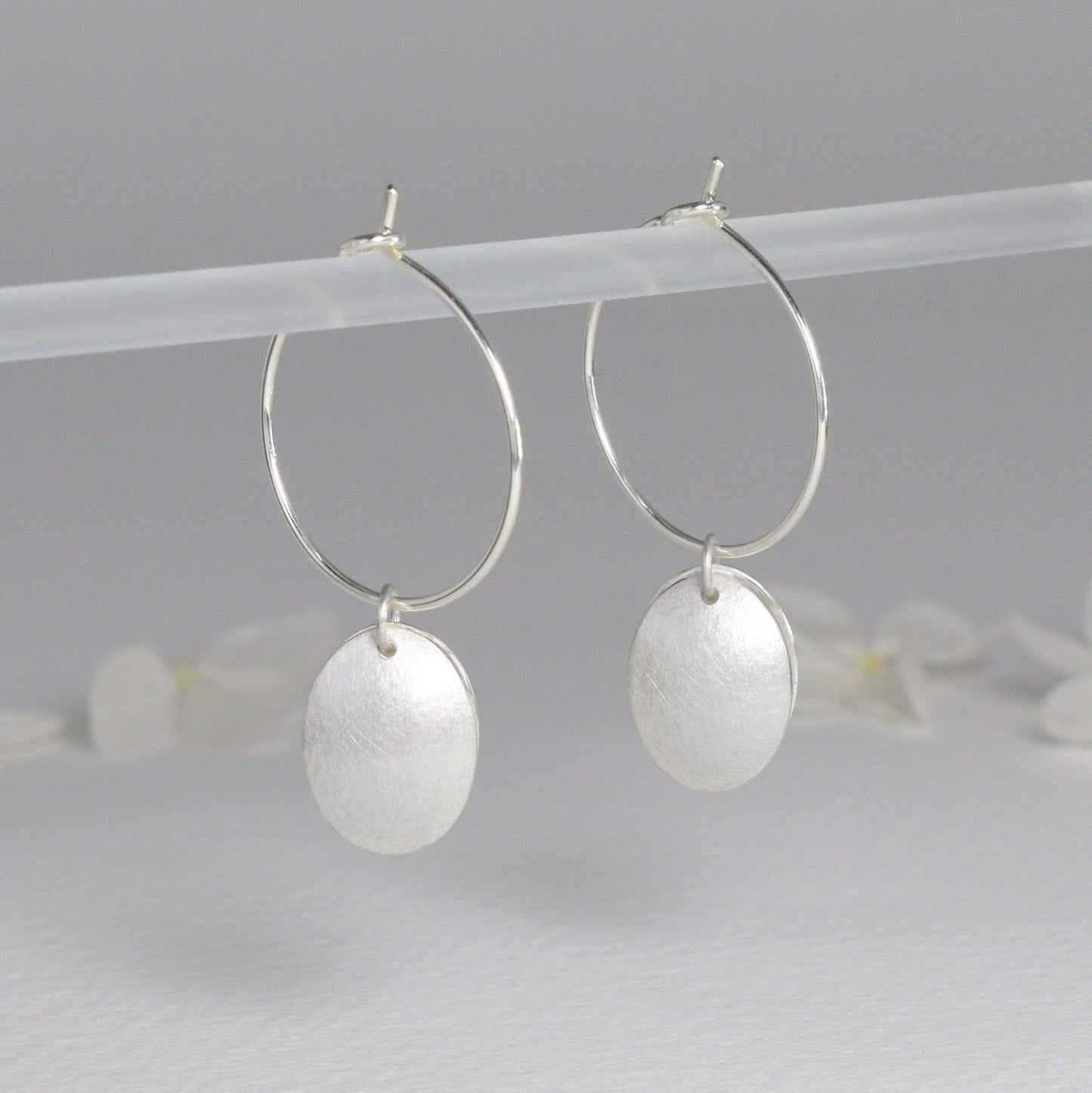 Double Petal Silver Hoop Earrings