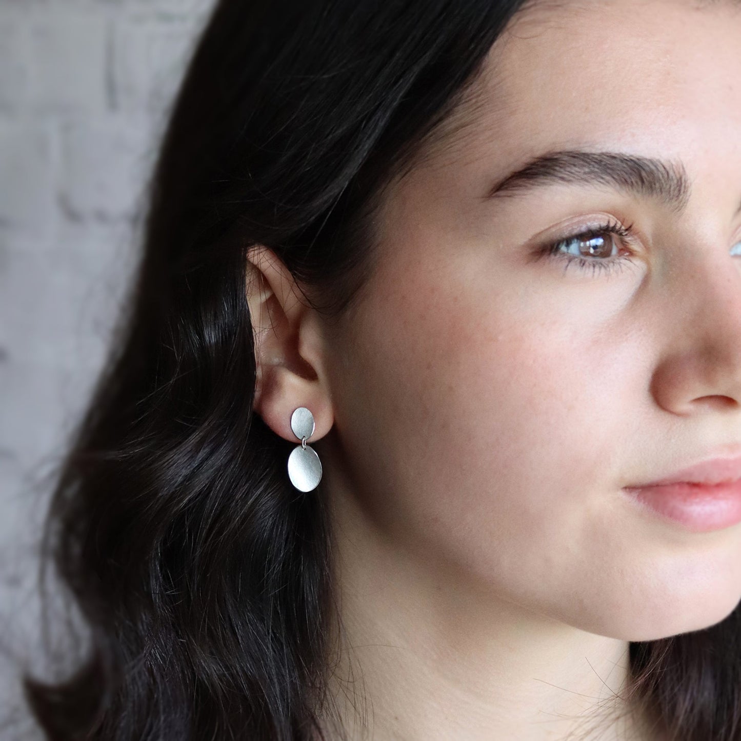Double Curled Petal Silver Stud Earrings