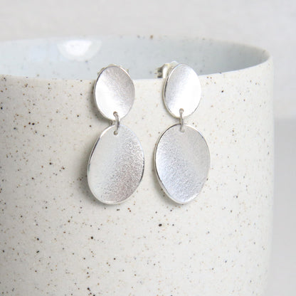 Double Curled Petal Silver Stud Earrings