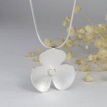 Load image into Gallery viewer, Poppy Silver Pendant on Snake Chain with Crystal Pearl