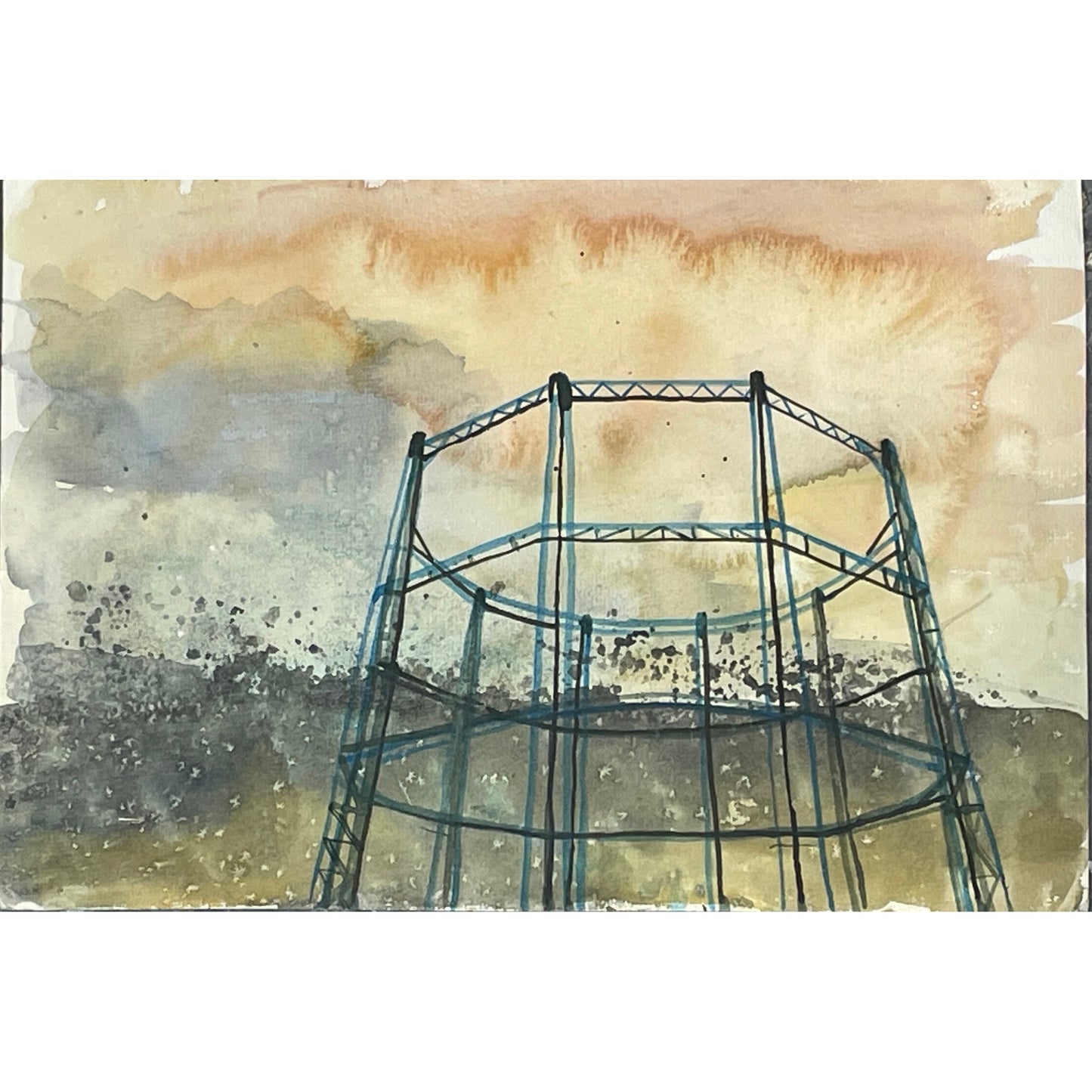 Gasworks at Black Rock in Stormy Weather